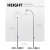imageLamicall Tablet Floor Stand  Gooseneck Swivel Holder Mount with Adjustable Height ampamp 106lb Stable Base Compatible iPad Mini Air Pro 12997 Galaxy Tab Kindle Cell Phones 4713Silver