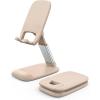 imageLamicall Foldable Phone Stand for Desk  Height Adjustable Cell Phone Holder Portable Cellphone Cradle Desktop Dock Compatible with iPhone 16 15 14 13 Pro Max Mini 12 11 XR X 8 Plus SE SmartphoneKhaki