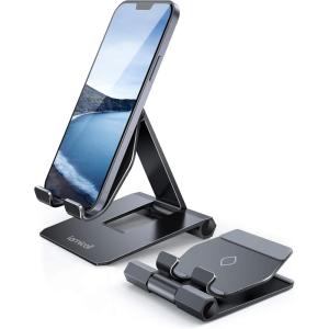 imageLamicall   Adjustable Cell Phone Stand Desk  Foldable Desktop Phone Holder Cradle Dock Compatible with iPhone 15 14 Plus Pro Pro Max 13 12 X XS411 Phone SliverBlack