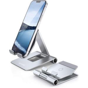 imageLamicall   Adjustable Cell Phone Stand Desk  Foldable Desktop Phone Holder Cradle Dock Compatible with iPhone 15 14 Plus Pro Pro Max 13 12 X XS411 Phone SliverSliver
