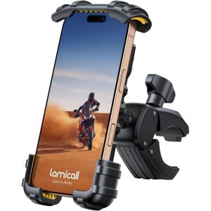 imageLamicall Bike Phone Holder Mount  Motorcycle Handlebar Phone Mount Clamp One Hand Operation ATV Scooter Phone Clip for iPhone 1615 Pro Max  14 Plus Galaxy S10 and 4768quot Cellphone BlackYellow
