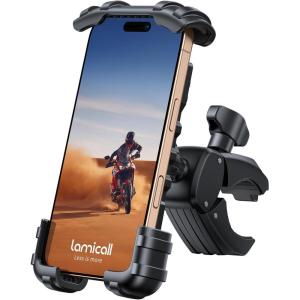 imageLamicall Bike Phone Holder Mount  Motorcycle Handlebar Phone Mount Clamp One Hand Operation ATV Scooter Phone Clip for iPhone 1615 Pro Max  14 Plus Galaxy S10 and 4768quot Cellphone BlackBlack