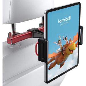imageLamicall Car Tablet Headrest Holder  Car Back Seat Headrest Tablet Mount Stand for Kids Road Trip Essentials Compatible with 2024 iPad Pro 1113quot Air Mini Galaxy Tab 4713quot Devices BlackRed