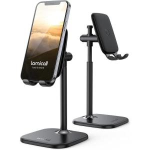 imageLamicall Cell Phone Stand Phone Holder  Height Angle Adjustable Mobile Phone Stand for Desk Office Compatible with iPhone 14 Plus 13 Pro Pro Max Mini 12 11 X Xr XS 410quot Cellphone ampamp Tablet