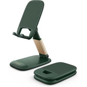 imageLamicall Foldable Phone Stand for Desk  Height Adjustable Cell Phone Holder Portable Cellphone Cradle Desktop Dock Compatible with iPhone 16 15 14 13 Pro Max Mini 12 11 XR X 8 Plus SE SmartphoneDark Green