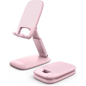 imageLamicall Foldable Phone Stand for Desk  Height Adjustable Cell Phone Holder Portable Cellphone Cradle Desktop Dock Compatible with iPhone 16 15 14 13 Pro Max Mini 12 11 XR X 8 Plus SE SmartphonePink