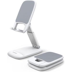 imageLamicall Foldable Phone Stand for Desk  Height Adjustable Cell Phone Holder Portable Cellphone Cradle Desktop Dock Compatible with iPhone 16 15 14 13 Pro Max Mini 12 11 XR X 8 Plus SE Smartphone1White