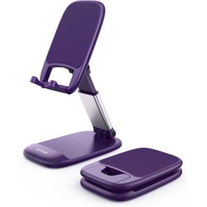imageLamicall Foldable Phone Stand for Desk  Height Adjustable Cell Phone Holder Portable Cellphone Cradle Desktop Dock Compatible with iPhone 16 15 14 13 Pro Max Mini 12 11 XR X 8 Plus SE SmartphoneDark Purple