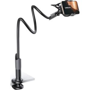 imageLamicall Gooseneck Phone Holder for Bed  Cell Phone Mount Clamp Clip Flexible Long Arm Overhead Mount for Desk Headboard Bedside for iPhone 16 Pro Max 15 Pro Max 14 Plus 13 Mini ampamp 47quot PhoneBlack