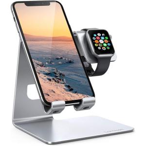 imageLamicall Stand for Apple Watch Phone Holder 2 in 1 Desktop Stand Holder Charging Station Dock for Apple Watch SE Series 1098765432 Ultrasliver