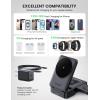 imageLamicall 3 in 1 Charging Station for Apple  Foldable Wireless Charger Stand for MagSafe Portable Travel Wireless Charger Station for Multiple Devices for iPhone 16 15 14 13 Apple Watch AirPodsBlack
