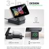 imageLamicall 3 in 1 Charging Station for Apple  Foldable Wireless Charger Stand for MagSafe Portable Travel Wireless Charger Station for Multiple Devices for iPhone 16 15 14 13 Apple Watch AirPodsBlack