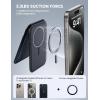 imageLamicall Magnetic Phone Stand  Slim Faux Leather Grip for Apple MagSafe Wallet Magnet 3 Cards Holder Finger Loop Grip for iPhone 15141312 Series BlackClassic Black  Grip