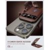imageLamicall Magnetic Phone Stand  Slim Faux Leather Grip for Apple MagSafe Wallet Magnet 3 Cards Holder Finger Loop Grip for iPhone 15141312 Series BlackBrown Red