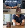 imageLamicall Magnetic Phone Stand  Slim Faux Leather Grip for Apple MagSafe Wallet Magnet 3 Cards Holder Finger Loop Grip for iPhone 15141312 Series BlackBrown Red