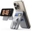 imageLamicall 24oz Light for MagSafe Wallet Magnetic Phone Stand Slim Faux Leather Grip with 3 Card Holder and Finger Loop Grip for iPhone 15141312 Series Grey