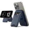imageLamicall Magnetic Phone Stand  Slim Faux Leather Grip for Apple MagSafe Wallet Magnet 3 Cards Holder Finger Loop Grip for iPhone 15141312 Series BlackDark Blue