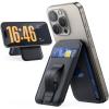 imageLamicall Magnetic Phone Stand  Slim Faux Leather Grip for Apple MagSafe Wallet Magnet 3 Cards Holder Finger Loop Grip for iPhone 15141312 Series BlackClassic Black  Grip