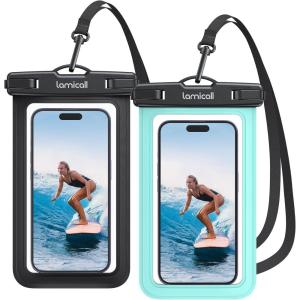 imageLamicall 2PCS Waterproof Phone Pouch Floating  Soft 3D Seamless Design IPX8 Water Proof Cell Phone Case for Beach Protector for iPhone 47quot Devices Dry Bag Beach Essentials for Cruise TravelBlack  Green