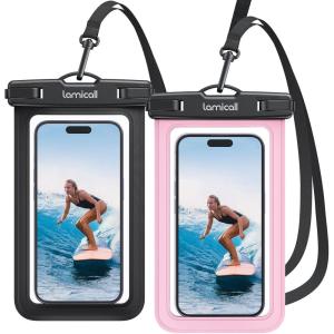 imageLamicall 2PCS Waterproof Phone Pouch Floating  Soft 3D Seamless Design IPX8 Water Proof Cell Phone Case for Beach Protector for iPhone 47quot Devices Dry Bag Beach Essentials for Cruise TravelBlack  Pink