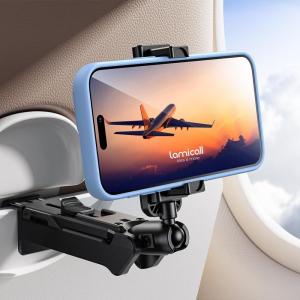 imageLamicall Airplane Phone Holder Mount  2024 Wider Clamp Travel Essentials with Screw Adjustment Tool  Plane Phone Holder Stand for Flying Desk Home Long Flight Must Haves Accessories for Women MenBlack