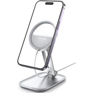 imageLamicall Phone Stand for Apple MagSafe Charger Not Fits 2024 Ver  Dual Hinge Collapsible Adjustable Charging Holder Dock for Desk Nightstand Fit for Airpods iPhone 16151413 SeriesOnly StandFor 15W Charger Old Version