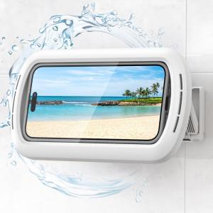 imageLamicall Shower Phone Holder Waterproof  Clear Sound with Speaker Hole ampamp 480 Rotation Shower Case Locking Clasp IPX6 Waterproof Wall Mount for iPhone 16 Pro Max S25 Ultra 47quot Big PhonesSnow White
