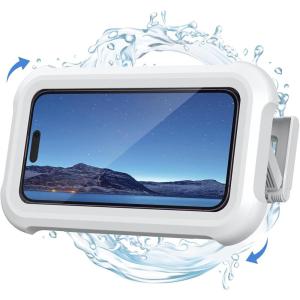 imageLamicall Waterproof Shower Phone Holder  Shower Bath Bathroom Accessories for Women Men Girls Boys Mothers Day for Mother iPhone Case Wall Mount Stand for 47quot PhonesSnow White
