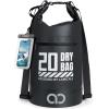 imageLamicall Dry Bag Waterproof Backpack  Zippered Pocket 10L20L Roll Top Waterproof Bag with Water proof Phone Case Floatable Drybag for Swimming Boating Kayaking Camping BeachBlack