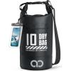imageLamicall Dry Bag Waterproof Backpack  Zippered Pocket 10L20L Roll Top Waterproof Bag with Water proof Phone Case Floatable Drybag for Swimming Boating Kayaking Camping BeachBlack