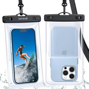 imageLamicall 2PCS Waterproof Phone Pouch Floating  88quot Soft 3D Seamless Design IPX8 Water Proof Cell Phone for Beach Dry Bag Beach Essentials for Cruise Travel Protector for 47 inches Phone