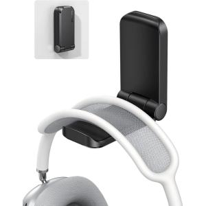 imageLamicall Headphone Stand Sticky Headset Hanger  Adhesive Headphone Holder Hook Mount Headset Stand Holder Clip Under Desk Earphone Clamp for Airpods Max HyperX Sennheiser BlackBlack  One Pack