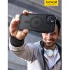 imageLamicall Magnetic Phone Case for MagSafe  18 FT MilGrade Drop Protection Shockproof Case with Air Bumpers Metal Buttons for iPhone 15 Pro Max Black Titanium15 61