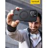 imageLamicall Magnetic Phone Case for MagSafe  18 FT MilGrade Drop Protection Shockproof Case with Air Bumpers Metal Buttons for iPhone 15 Pro Max Black Titanium15 Pro 61