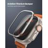 imageLamicall for Apple Watch Ultra 2 Ultra Titanium Screen Protector  Aviation Titanium Bumper Frame Case Cover 2Pack Professional Tempered Glass Film Light OrangeTitanium