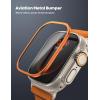 imageLamicall for Apple Watch Ultra 2 Ultra Titanium Screen Protector  Aviation Titanium Bumper Frame Case Cover 2Pack Professional Tempered Glass Film Light OrangeLight Orange