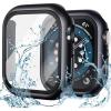 imageLamicall 2 Pack Waterproof Screen Protector Case for Apple Watch  Water proof Apple Watch Face Cover 9H HD Tempered Glass Screen Protector  Full Protective Bumper for iWatchBlack
