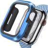 imageLamicall Aluminum Rugged Screen Protector Case Armor Designed for Apple Watch 45mm44mm Bumper Metal Watch Case Protective Armor Cover No Screen Protector Blue 9H Tempered Glass