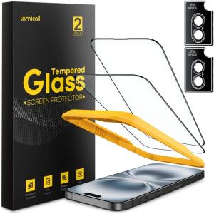 imageLamicall 22 for iPhone 16 Plus Max Screen Protector 67quot with Camera Lens Protector Top 9H Tempered Glass Film Easy Alignment AntiScratch 0 Bubbles HD Clear for iPhone 16 Plus  2 Pack Each16 61