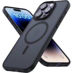 imageLamicall Magnetic Case for iPhone 14 Pro  Magnet Case Compatible for Magsafe AntiSlip Edge MILGrade Airbag Shockproof Translucent Hard Slim Protective Apple iPhone 14 Pro Cover BlackBlack