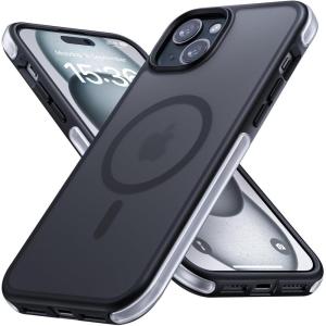 imageLamicall Magnetic Phone Case for MagSafe  18 FT MilGrade Drop Protection Shockproof Case with Air Bumpers Metal Buttons for iPhone 15 Pro Max Black Titanium15 Plus67
