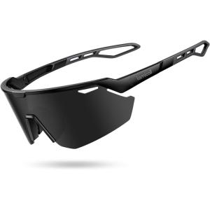 imageLamicall Polarized Sports Sunglasses for Men Women 24g UV400 Protection Sun Glasses for Cycling Running Baseball FishingBlack Framegray Lens