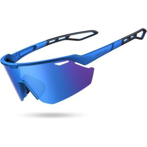 imageLamicall Polarized Sports Sunglasses for Men Women 24g UV400 Protection Sun Glasses for Cycling Running Baseball FishingBlue Frameblue Lens