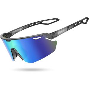 imageLamicall Polarized Sports Sunglasses for Men Women 24g UV400 Protection Sun Glasses for Cycling Running Baseball FishingGray Frameblue Green Lens
