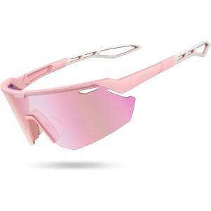 imageLamicall Polarized Sports Sunglasses for Men Women 24g UV400 Protection Sun Glasses for Cycling Running Baseball FishingPink Framepink Lens