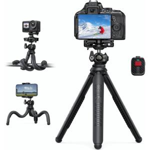 imageLamicall Tripod for iPhone  3 in 1 Flexible Phone Tripod with Wireless Remote  iPhone Tripod Stand for Video Recording Vlogging Selfie Compatible with iPhone Samsung Go Pro Digital CameraNEW Upgraded Tripod for Camera  Dark Grey