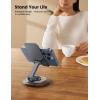 imageLamicall Adjustable Phone Stand for Desk  360 Rotating Foldable Cell Phone Holder Desktop Portable Cellphone Stand Office Desk Accessories for iPhone 16 15 14 13 Pro Max 410 Smartphones iPadGrey