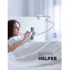 imageLamicall Gooseneck Phone Holder for Bed  Overall Length 386in Flexible Leather Wrapped Arm 360 Adjustable Clamp Clip Overhead Cell Phone Mount Stand for Desk Compatible with All Cellphone 47Gray