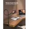 imageLamicall Gooseneck Phone Holder for Bed  Overall Length 386in Flexible Leather Wrapped Arm 360 Adjustable Clamp Clip Overhead Cell Phone Mount Stand for Desk Compatible with All Cellphone 47Black