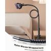 imageLamicall Gooseneck Phone Holder for Bed  Overall Length 386in Flexible Leather Wrapped Arm 360 Adjustable Clamp Clip Overhead Cell Phone Mount Stand for Desk Compatible with All Cellphone 47Black